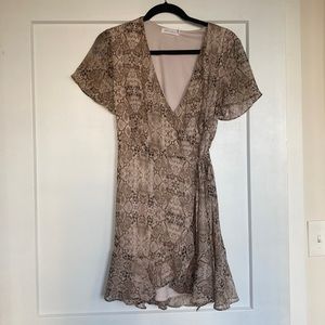 Snake print wrap dress